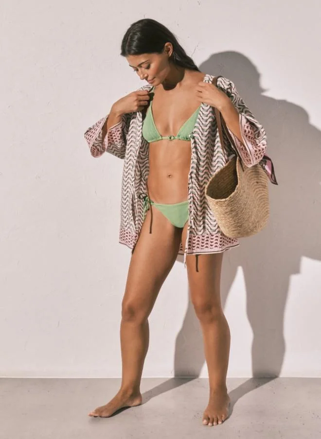 women'secret Green Brazilian crinkle texture bikini bottoms